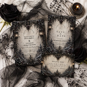 Elegant Goth Winter Wedding Invitation