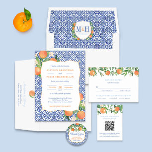 Zesty Oranges Blue Tiles Wedding Meal Options RSVP