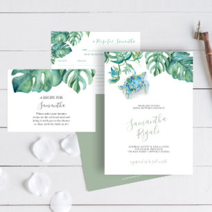Tropical Bridal Shower Invitation Sea Turtle