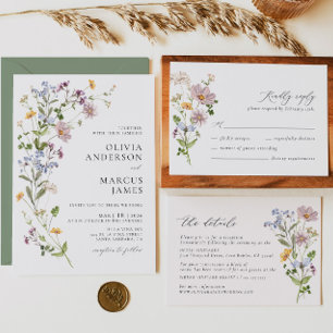 Boho Whimsical Wildflower Save The Date Invitation
