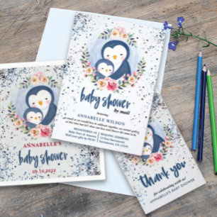 Penguin Boy Baby Shower Invitation