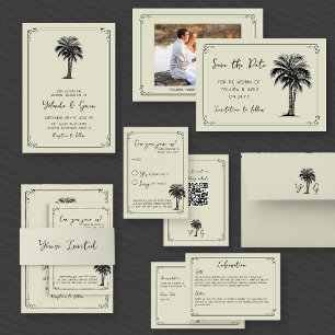 Vintage Palm Simple Framed Photo Save The Date