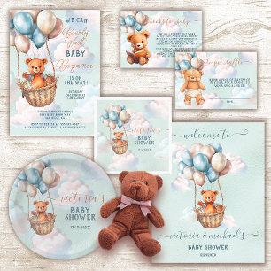 Poster Baby shower à air chaud Teddy Bear Bienvenue