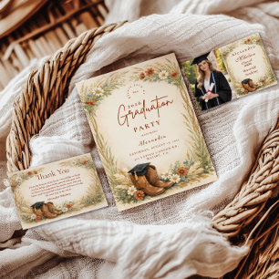 Invitation Fête de fin d'études de Cowgirl Rustique