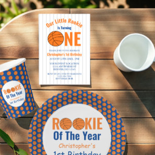 Rookie Basketball 1st Birthday Invitation