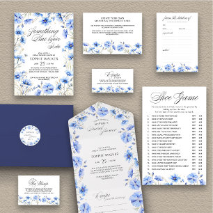 Something Blue Floral Bridal Shower Blank Enclosure Card