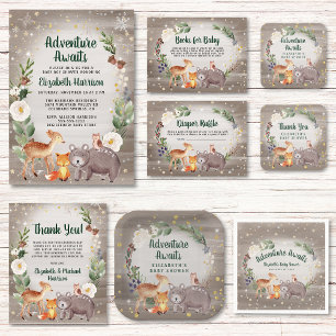 Winter Woodland Animals Couples Baby Shower Invitation