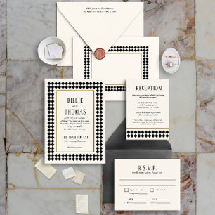 Black and Ivory Warm Minimalism Wedding RSVP Card