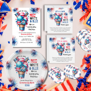 4th July Ice cream Gender Reveal Team Boy Classic Round Sticker
