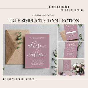 True Simplicity Script Marsala Minimalist Wedding Invitation