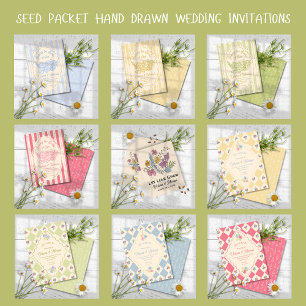 Wildflower Seed Packet Hand Drawn Wedding Invitation