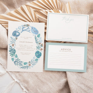 Under the Sea Watercolor Nautical Baby Shower Advice Card