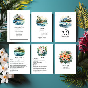 Watercolor Hawaii Destination Wedding Invitation