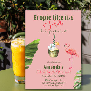 Tropical Hot Pink Palm Springs Bachelorette Party Classic Round Sticker