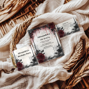 Gothic Blood Roses Birthday Thank You Card