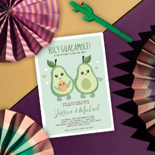Avocado Holy Guacamole Lesbian Baby Shower Invitation
