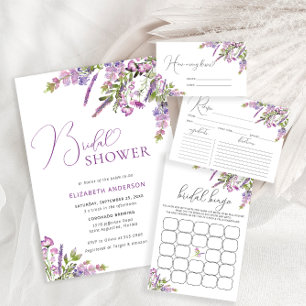 Elegant Wildflower Bridal Shower Recipe Card