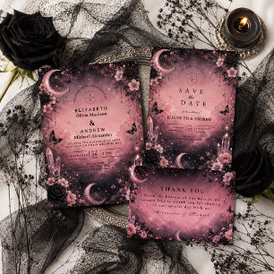 Enchanted Pink Goth Wedding Invitation