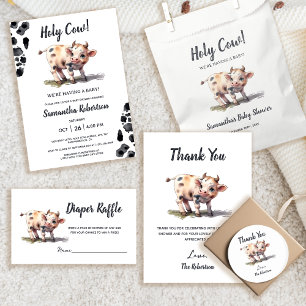 Holy Cow Farm Animal Theme Baby Shower Invitation