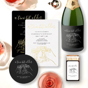 A Tini Bit Older Black Chic Martini Birthday Party Invitation