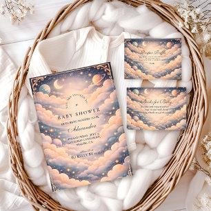 Celestial Clouds Stars Baby Shower Diapper Raffle Enclosure Card