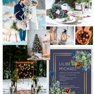 BUDGET  Blue Thistle Eucalyptus Wedding Wonderland Invitation