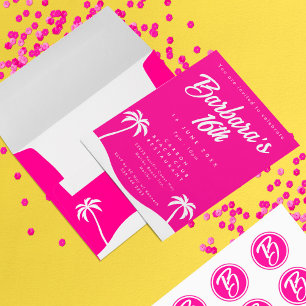 Girly Hot Pink Summer Beach Sweet 16 Invitation