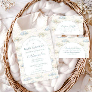 Soft Blue Dino Diapper Raffle Enclosure Card