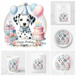 Invitation Cute Pastel Chiot Dalmatien - Anniversaire
