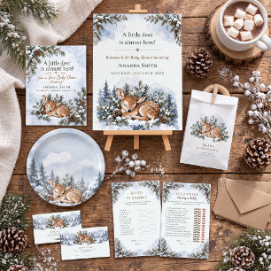 Winter Woodland Pine Fawn Baby Shower Thank You Card