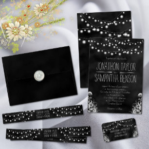 String Of Lights Chalkboard Large Wedding Labels