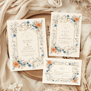 Boho Vintage Floral Fern Wedding Save The Date