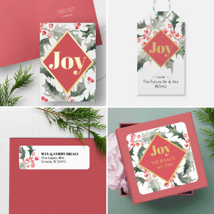 Elegant Watercolor Botanicals Christmas Foil Holiday Card