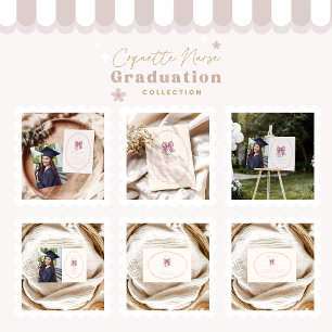Photo  Coquette Pink Bow Nursing School Graduate Invitation