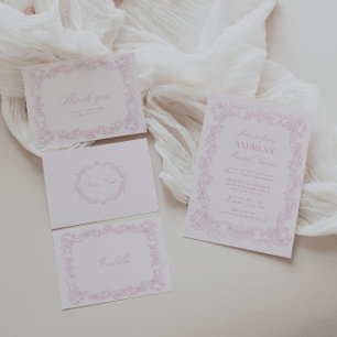 Round Romantic Elegant Vintage Pink Wedding Menu