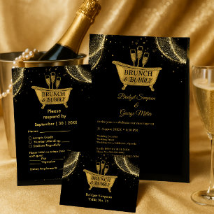 Black Gold Brunch & Bubbly Wedding save the date 