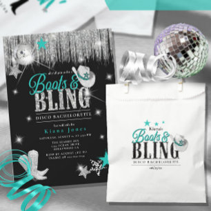Boots 'n Bling Disco Bachelorette Teal ID925  Shot Glass