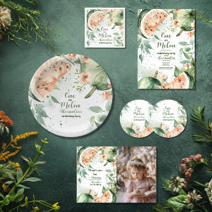 One in a Melon Watermelon Watercolor 1st Birthday Classic Round Sticker