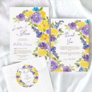 Invitation Boho amour en fleurs lavande fleurie douche nuptia