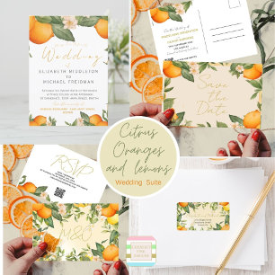 Invitation Citrus Lemons Oranges Botanique Mariage moderne