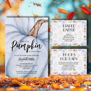 Fall in Love Blue Pumpkins Baby Shower Invitation