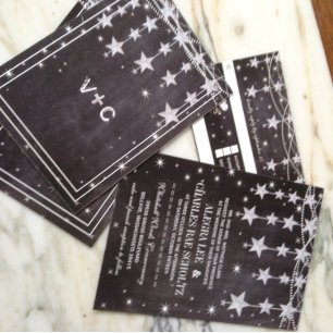 Rustic Wedding Chalkboard Under the Stars Invitation