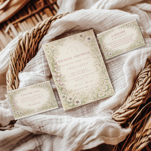 Vintage Wildflower Botanical Bridal Shower Invitation
