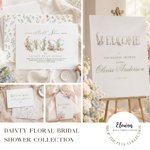 elegant dainty floral spring Bridal Shower Acrylic Invitations