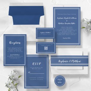 Minimalist Blue White Wedding Bride Groom Favour Classic Round Sticker