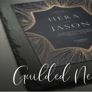 Art Nouveau faux bronze and dark green invitation