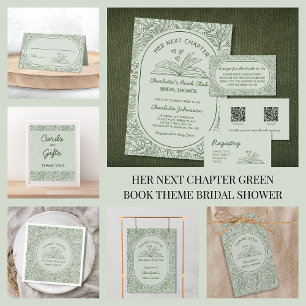 Recipe For Bride Floral Sage Green Handwritten Enclosure Card