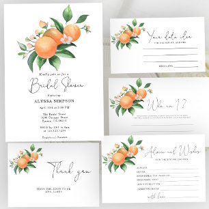 Citrus orange - guess how many corks bridal game enclosure card