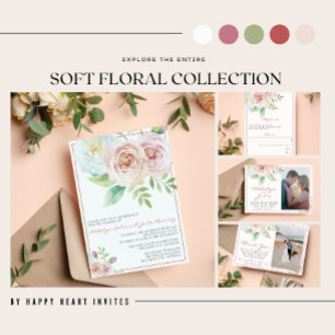 Soft Floral Romantic Greenery Pink Mauve Wedding Invitation
