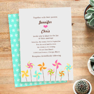 Colourful Pinwheel Themed Wedding Invitation